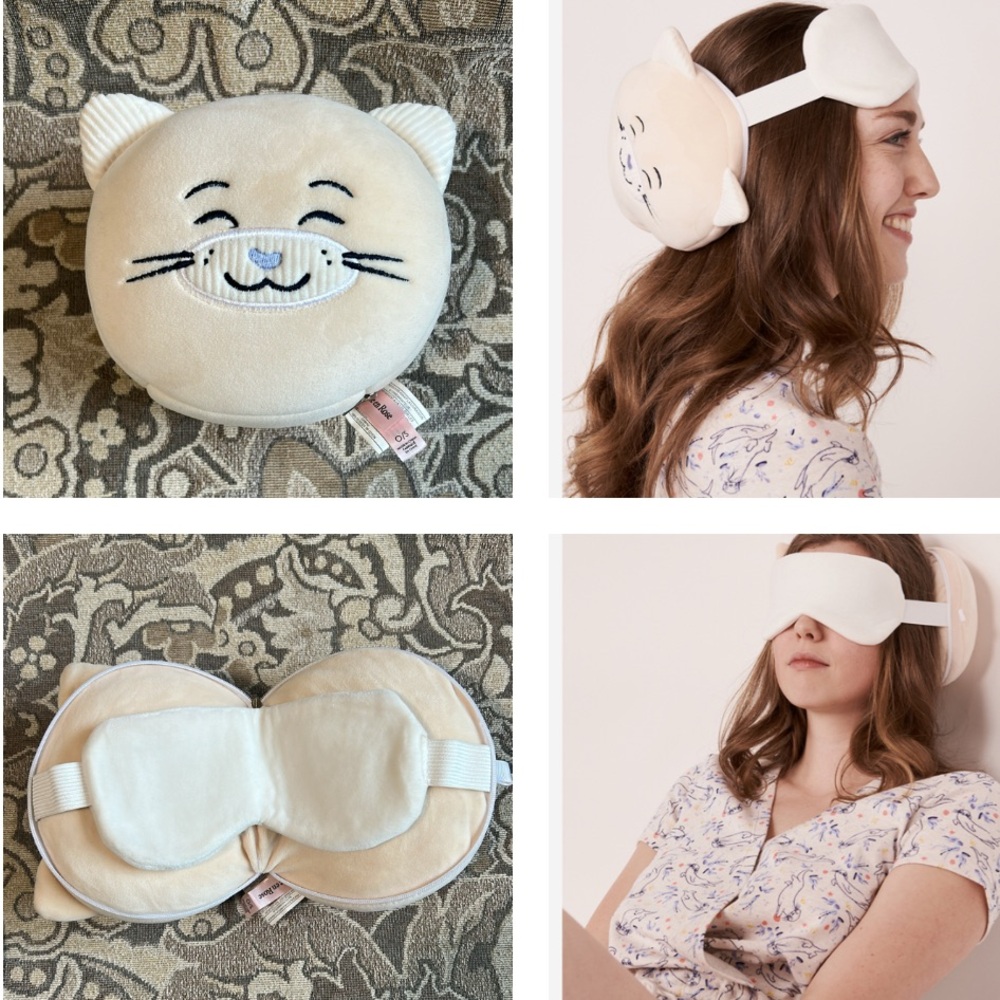 Sleep Anywhere Sleep Mask / Pillow Eye Cover by La Vie En Rose. Cushioned Cat